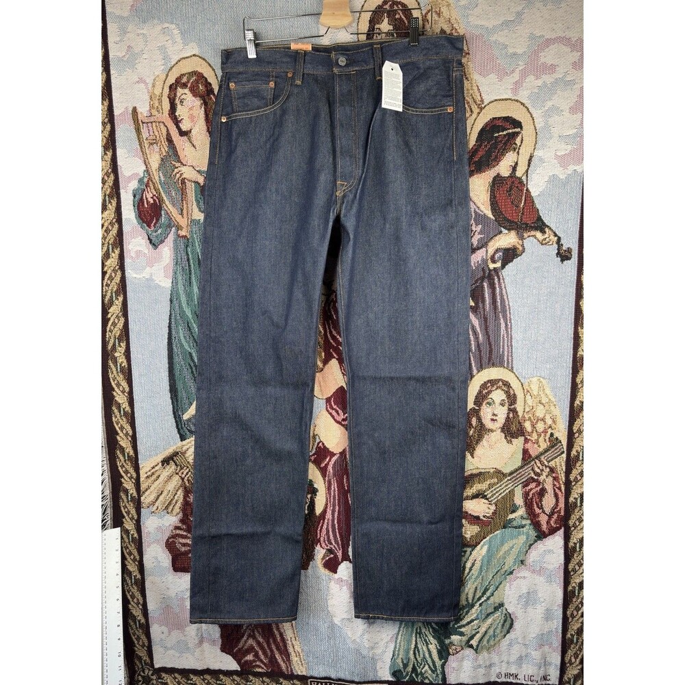 NEW Levis 501 Mens 36x34 Original Shrink To Fit Button Fly Jeans Rigid Blue TAGS